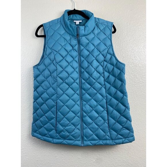 J. Jill Jackets & Blazers - J. Jill Down Filled Quilted Vest Womens Blue Medium Warm Lightweight Fall Winter